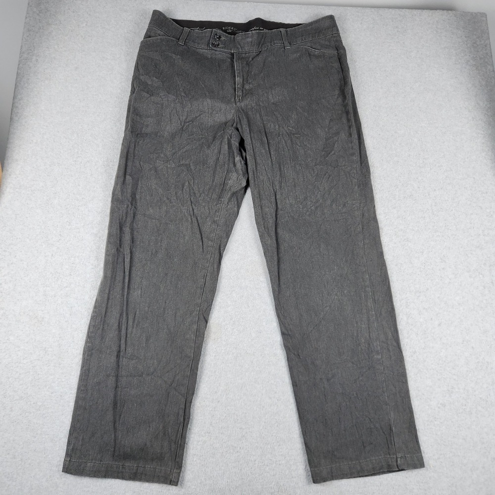 Riders by Lee Pants Womens 39W Gray Comfort No-Gap Waistband Straight Leg Casual